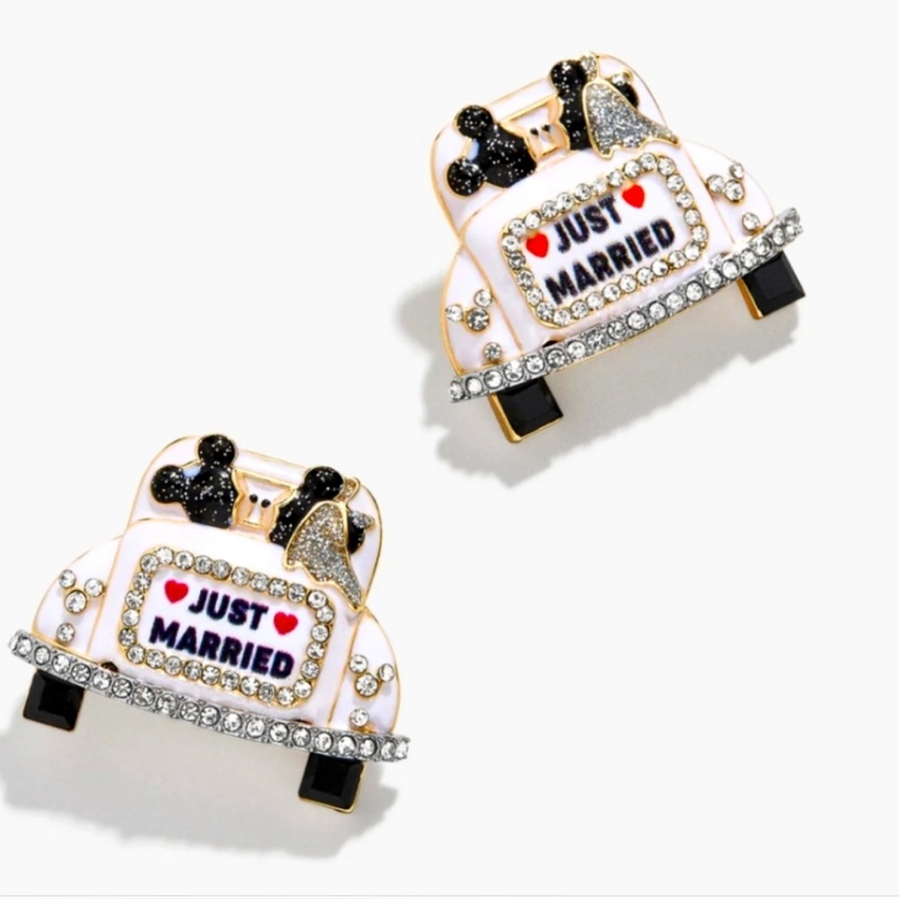 NWT ⚜️🤍⚜️ Disney BaubleBar Just Married Mickey & Minnie Earrings - Picture 1 of 6